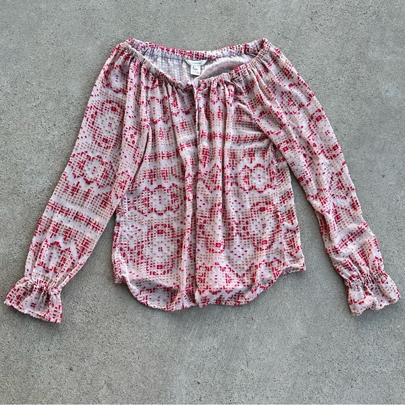 Sundance Red and Pink Textured Burnout Top - Picture 3 of 5